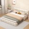 PerGar Polsterbett 140x200 cm, Bequemes Polsterbett mit Rückenlehne aus hochdichtem Schaumstoff, Modernes Jugendbett mit weicher Polsterumrandung, Stabiles Lattenrostbett (Beige, 140x200cm)