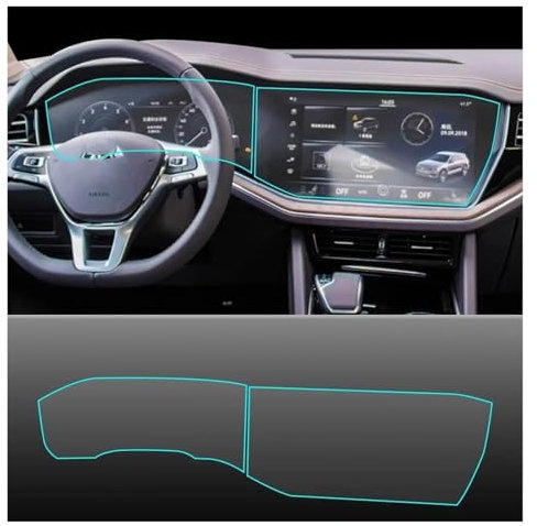 Auto Navi Folie Für VW Für Touareg 2019 2020 Navigation Bildschirm Film Abdeckung LCD Display Bildschirm Abdeckung Dashboard Panel Digital Cockpit Schutz Auto Displayschutzfolie(Dedicated 1set)