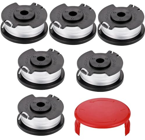 Zocipro 6Pcs Bobinas de Hilo de Repuesto para Ein-hell GE-CT 18/28 Li TC, 1.6mm Carrete de Hilo para Desbrozadora con 1 Tapa, Compatible con Ein-hell TLE-03 Carrete de Hilo de Repuesto