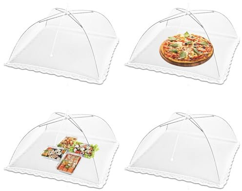 4PCS Food Covers, 12 Inch Food Cover Mesh Pop Up for Outdoors, Collapsible Reusable Food Covers, for Outdoor Camping Picnics Parties BBQ to Keep Out Flies Bugs Mosquitoes