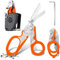 Rettungsschere Trauma Schere 6 in 1 Faltbar Trauma Schere Notfallschere Verbandsschere Mit K-Schutzhülle, Schraubenschlüssel für Professionelle Rettungsdienste, Outdoor Camping (Orange)