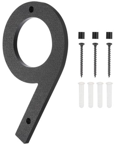 PATIKIL 8 Inch House Numbers, House Address Numbers Sign Large Floating Modern Home Number with Screws for Outside Door Wall Street, Black, 9