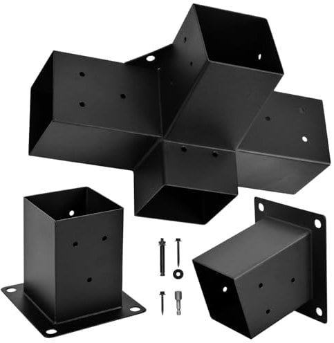 Pergola Bracket, 15° Slanted Roof Wall Mount Pergola Extension Bracket Kit, Raised Wood Shelving for 4x4 (Inner Dimensions: 3.5x3.5) - Set 3