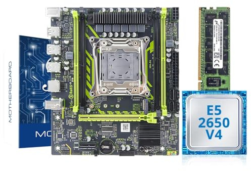 RUNZTXZH Kit Scheda Madre X99 con LGA2011-3 E5 2650 V4 DDR4 16 GB x 1 2133 MHz M.2 for Computer Desktop