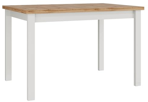 Mirjan24 Tisch für Esszimmer Awrolt I S, Rechteckiger Esstisch, Tisch für Küche, L:120 x H:78 x B:80 cm, Küchentisch, Praktischer Esszimmertisch (Wotan Eiche/Weiß)