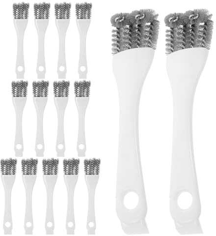 SHOWERORO 15pcs Bird Cage Brush with Long Handle and Double Head Scraper for Parrot Cage Droppings Removal Grill Grate Cleaner Precise Corner Cleaning Tool for Pet Perches and Kennels