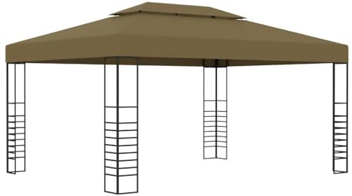 Gartenpavillon 3x4 m mit 180 g/m² Taupe Dach - Stabiles Partyzelt aus Stahl für Schatten und Belüftung - Perfekt für Grillen und Feiern im Außenbereich
