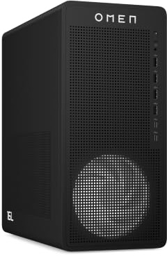 HP Omen 16L Gaming Desktop PC, AMD Ryzen 5 8400F, 16 GB DDR5 RAM, 1 TB SSD, NVIDIA GeForce RTX 5060, Windows 11 Home, RGB-Beleuchtung, Schwarz