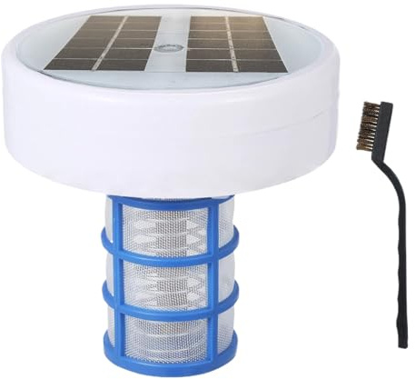 Ioniseur Solaire de Piscine réduit Le Chlore Ioniseur de Piscine en cuivre avec lumière RVB élimine Les algues, Haute efficacité, Garde Le Soleil Propre et Clair pour Le Hors Sol