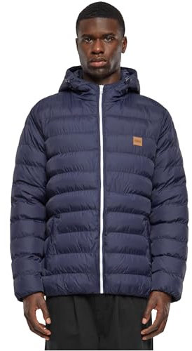 Giacca Invernale da Uomo con Cappuccio, Calda e Trapuntata, Piumino Adatto anche alle Mezze Stagioni Colore: Blu/Bianco/Blu, Taglia: 4XL