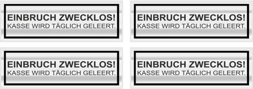 10cm! 2Stück!Aufkleber-Folie Wetterfest Made IN Germany Bewacht Einbruch zwecklos kein Bargeld Kasse täglich geleert S984 UV&Waschanlagenfest-Auto-Vinyl-Sticker Decal Profi Qualität