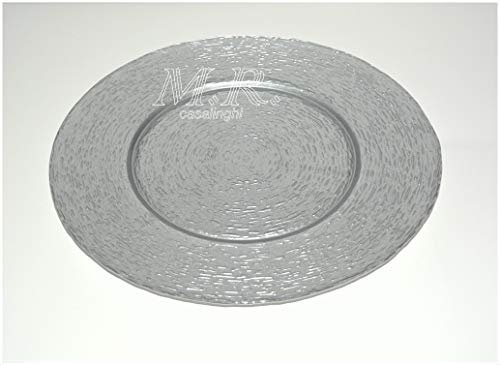 CRYSTAL FLAT SOTTOPIATTI in Vetro SONORO Superiore Colore Argento Traslucido 6 Pezzi