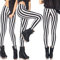 FYMNSI Damen Leggings Vertikal Gestreift Stretch Strumpfhose Leggins Streifen Lange Hosen Dünne Dehnbar Schlank Hüfthose Yoga Lauf Fitness Workout Freizeit Hose Weiß XXL