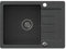 VBChome Fregadero de granito negro, 60 x 44 cm, fregadero empotrable de con lavabo individual, diseño moteado, reversible, incluye sifón, lavabo robusto para cocinas modernas, fácil de limpiar