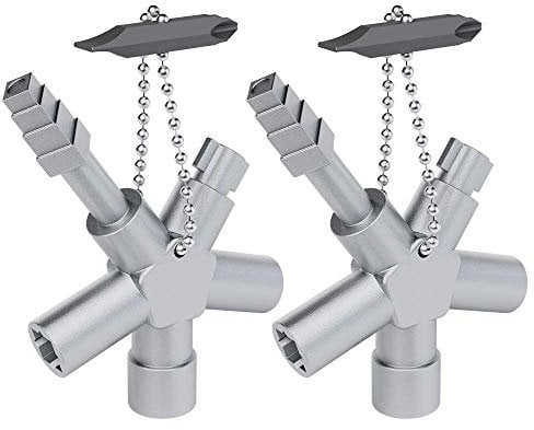 ABSINA Universalschlüssel mit 6 Profile 2er Pack - Dreikantschlüssel Vierkantschlüssel Schaltschrankschlüssel Vierkant Dreikant - Universal Schlüssel für gängige Schränke & Absperrsysteme