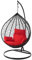 Kideo Komplettset: großer Hängesessel mit Gestell & Kissen, Korbsessel, Poly-Rattan (Korb & Gestell: schwarz, Kissen: rot Nest (3050 Scarlet))
