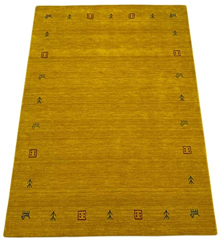 Orientteppich Gold Gabbeh Teppich 100% Wolle Loom Handgefertigt G-630 T (120 x 180 cm)