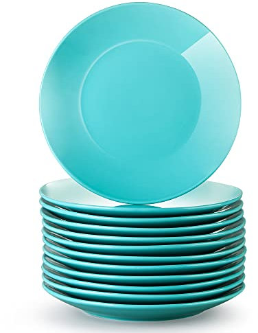 LOVECASA, Série Sweet, Assiette Plate à Dîner en Porcelaine, 12 Pièces, 26 cm, Assiette Couleur Pure