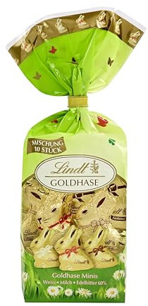 Lindt Schokolade Mini GOLDHASEN Mix | 105 g | 10 x Mini GOLDHASEN zu Ostern in den Sorten Weiß, Milch und Dark 60% | Osterschokolade | Schokoladengeschenk | Schokoladenhasen | Osterhase