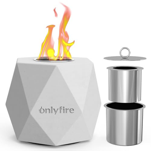 Onlyfire Rauchfreie Tisch-Feuerstelle mit Löschdeckel, tragbarer Ethanol-Kamin aus Beton, kleine Smore Feuerschale für den Innen- und Außenbereich, Heimdekor-Geschenke