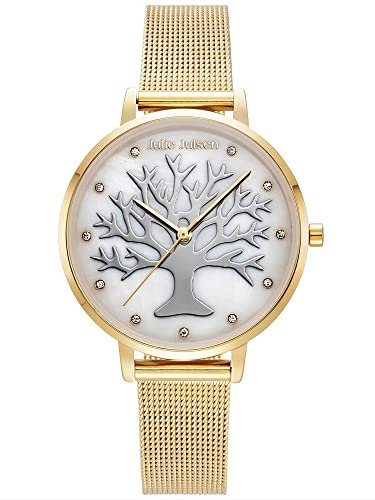 Julie Julsen JJW1167YGME-2 Lebensbaum Uhr Damenuhr Metall 3 bar Analog Gold