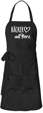 Huuraa Kochschürze Bäcker mit Herz Geschenk Schwarz Baumwolle Bäcker Geschenkidee