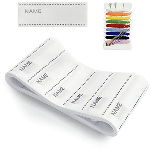 200 etiquetas de nombre de tela de planchado, lavables a máquina, etiquetas para ropa de niños, uniformes escolares y más, con kit de costura DIY