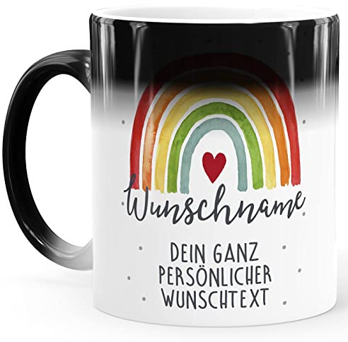 SpecialMe® Zaubertasse Regenbogen personalisiert mit Name und Wunschtext dein eigener Text personalisierbare Geschenke Dein Wunschtext Magic standard