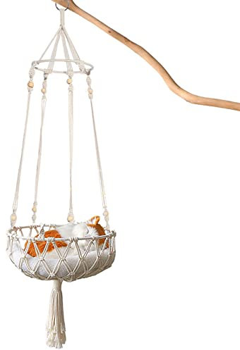 Katzenschaukel Makramee-Katzenhängematte, Baumwollseil, Gewebt, Handgefertigt, Zum Aufhängen, Katzenschaukelnest, 30 Cm/40 cm