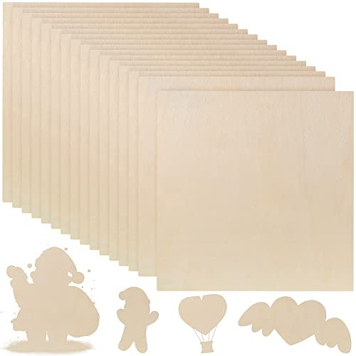 24 Stück 1/8 Zoll Balsaholzplatten zum Basteln, 3 mm dick, Bastelholz, unlackiertes Sperrholz, dünne Holzplatten zum Zeichnen, Malen, Gravur, Laserschneiden, Brennen DIY Handwerk (20,3 x 20,3 cm)