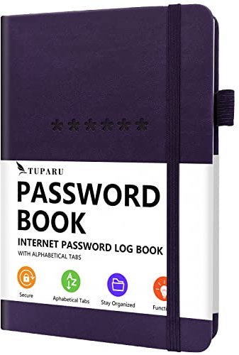 Passwortbuch mit alphabetischen Registerkarten – Hardcover-Internetadresse & Passwort-Organizer – Passwort-Keeper-Notizbuch für Computer & Website – 13,2 x 19,3 cm Log-in Passwort-Tagebuch mit dickem