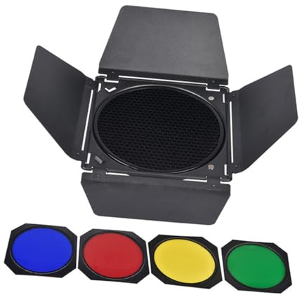 Barriera Luce a 4 Foglie in Lega per Lampada Fotografica | Set da 1 Pezzo, Controllo Luce e Rimozione Semplice, Accessorio Pratico Effetti Colore per Flash Lamp