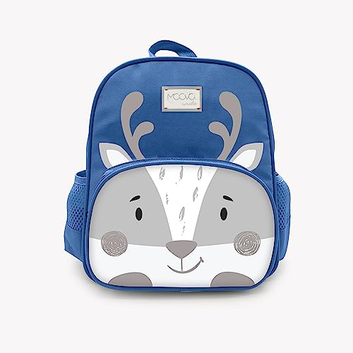 Nuvita 8740 | Kinderrucksack | Aufbewahrungstasche | Tasche mit Fächern | Ergonomischer Kinder-Rucksack | Rucksack mit verstellbaren Gurten für Vorschulkinder | (1-3 Jahre) | Blau/Renna