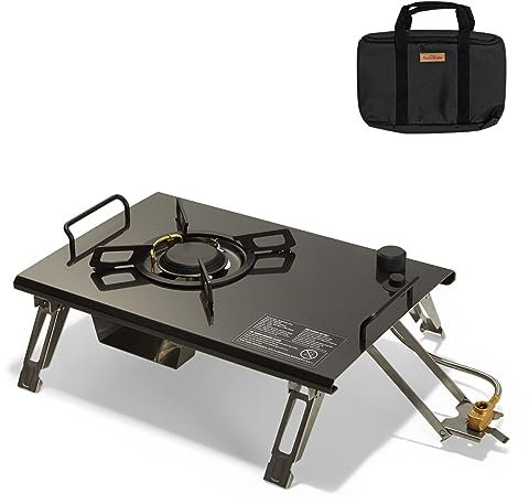 Naturehike Camping Stove, Stove with Adjustable Burners, Portable, Perfect for Camping & Hiking, Emergency Cooking Stove, Single BurnerHigh power, boil 1L of water in 3'20 (black)