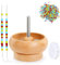 Wooden Bead Spinner with 2 Pieces Long Beading Needle and 3000 Beads - Bead Spinner for Crafting Project Stringing Clay Bead Spinner for Craft DIY Jewelry Making