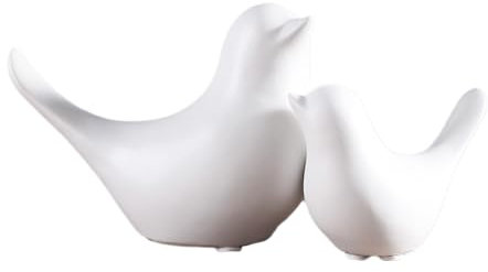 Hoshisea 2 Stück Weiß Keramik Vogeldekofiguren, Deko Vögelm, Deko Wohnzimmer Modern, Vogelattrappe, Wird für Kaffeetische, Zähler, Schreibtische Verwendet