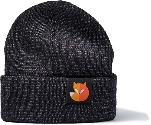 Reflektierende Mütze für Kinder: Fuchs Web-Label - Fox Tiere Wald Outdoor Sport - Strickmütze Wintermütze Beanie Geschenk für Junge-n & Mädchen - Reflex-Mütze Reflektor Sichtbarkeit Sichtbar (Navy)