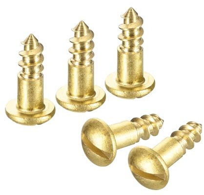 QUARKZMAN Vis à Bois M3 x 12mm à Tête Ronde Fendue en Laiton, Vis Autotaraudeuses pour le Travail du Bois, 40 Pièces