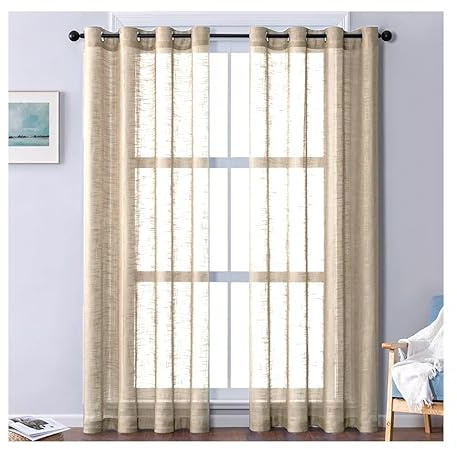 HOME ZEN HOUSEHOLD LINEN Vorhang 140 x 280 cm mit 8 Ringen IRIS Leinenoptik für Innen (BEIGE)