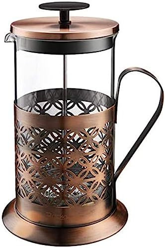 Cafetera De Lavado Francés, Cafetera De Acero Inoxidable con Pote De Vidrio, Émbolo De Café con Filtro Cafetera De Prensa Francesa De Acero Inoxidable De Cobre Antiguo,1L