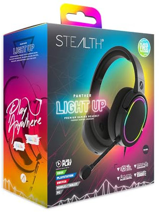 STEALTH PANTHER LED Premium Gaming Headset - Kompatibel mit XBOX, PS4/PS5, Switch, PC