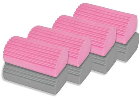 ADLEER 8PCs Esponja Atrapapolvo. - Plumero Atrapapolvo Diseño Mejorado - Plumero Humedo - Esponja Limpia Polvo - Esponja Magica Atrapapolvo - Esponja Limpieza (8PCs Gris/Rosa)