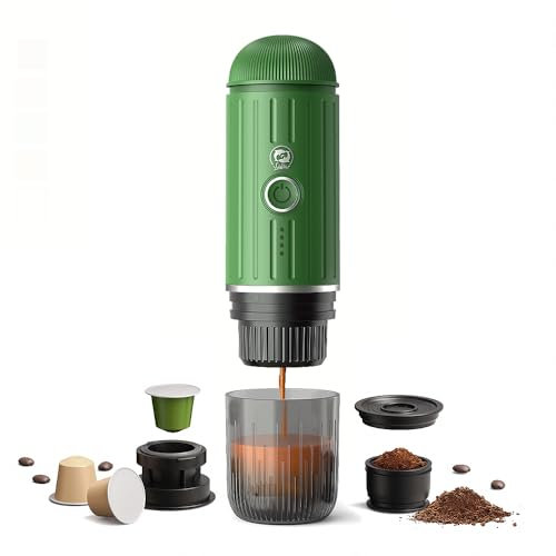 BENFUCHEN Machine à café expresso électrique portable 19 bars, avec auto-chauffage, compatible avec le café moulu en poudre et les capsules Nes Original, couleur verte (Vert)