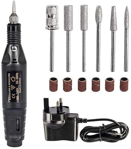 Electric Nail Files, Professional Electric Nail Drill Machine Adjustable Speed with 6 Drill Bits and Sanding Bands Electric Manicure Pedicure Kit Nail Drill for Beginner for Acrylic Nails Gel Nails