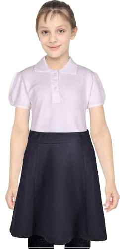 A2Z 4 Kids Girls Knee Length Skater School Skirt Elastic Waist Black