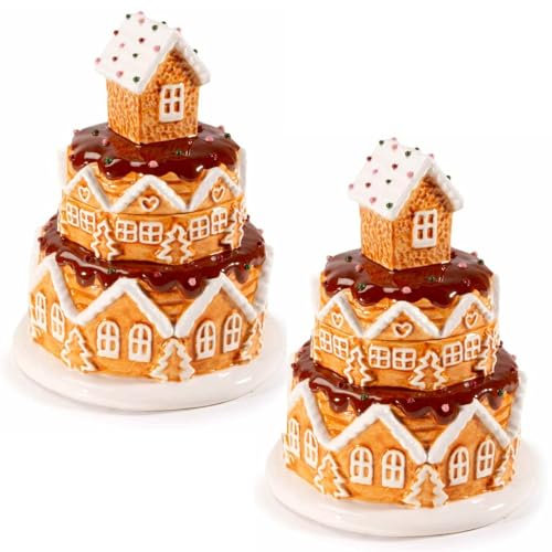 Gruppo Maruccia Tarros de cocina para alimentos con forma de casa navideña Pan de jengibre de cerámica