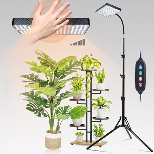 FECiDA Pflanzenlampe mit Ständer, Vollspektrum Pflanzenlicht für Zimmerpflanzen, Dimmbar Pflanzenleuchte LED 2000 Lumen, 25 Watt, Wachstumslampe für Pflanzen, Daisy Chain Funktion, 4/8/12 Hr Timer