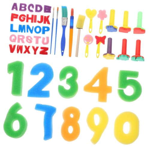 STOBOK 1 Satz Alphabetschwamm Schwammbürstenset Für Kinder DIY-malschwamm Malwerkzeug Schwammstempel Zeichnen Schwammwerkzeuge Malutensilien Kinder Malen Schwamm DIY-versorgung Plastik