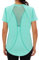 Wayleb Sportshirt Damen Kurzarm, Rundhals Sport T-Shirt Leicht Atmungsaktiv Funktionsshirt Laufshirt Trainingsshirt Back Mesh Locker Lang Fitness-T-Shirt Sportoberteile, Grün XXL
