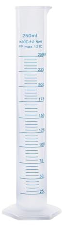 Transparent Plastic Graduated Cylinder Scientific Measuring Cylinder Chemical Measuring Test Tube Blue Line Graduated Test Tube Lab Liquid Measuring Tool 250ml